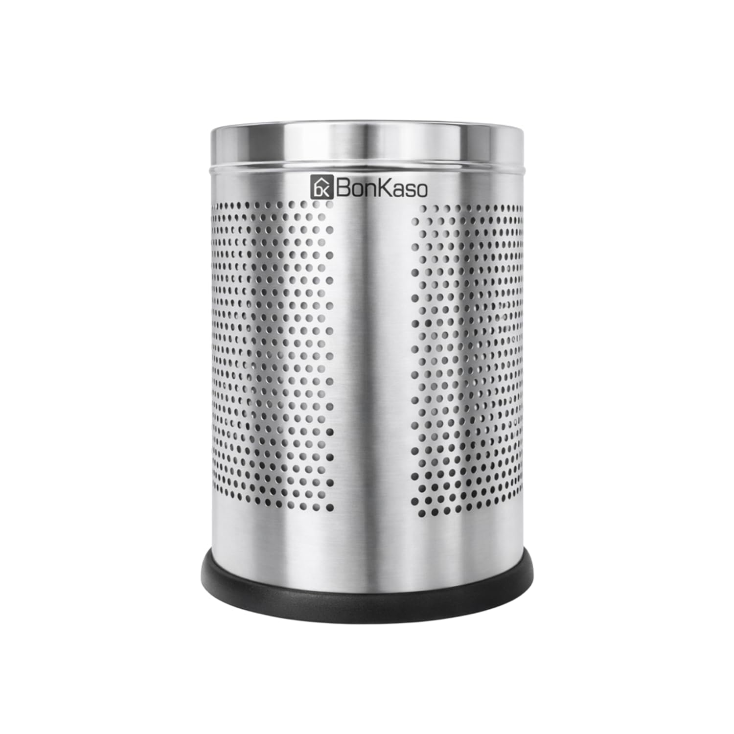 Bonkaso 6L Stainless Steel Perforated Dustbin (7×10 Inch), Open Top Trash Bin Without Lid, Rust Proof & Durable Garbage Can for Home, Kitchen, Bathroom & Office Use, Silver Finish