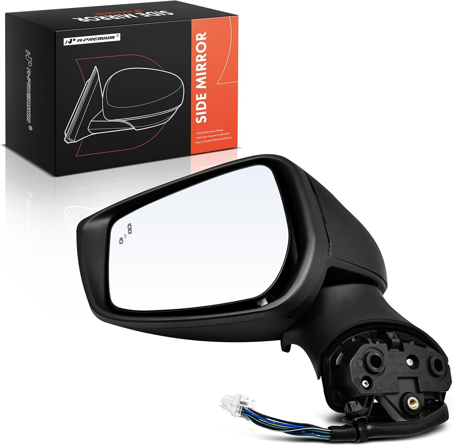 A-Premium Driver Side Power Door Mirror - Compatible with Nissan Versa 2020 2021 2022 - Heated Manual Folding Black Outside Rear View Mirror w/Turn Signal and Blind Spot Detection