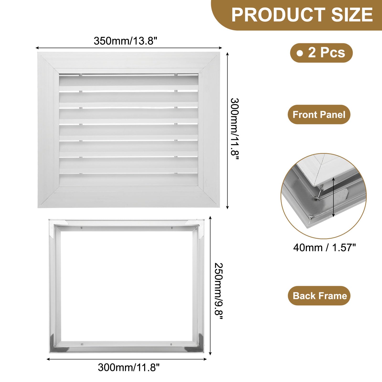 PATIKIL Cubierta de ventilación para puerta, 2 piezas de 12 x 10 pulgadas, cubierta de ventilación de rejilla de aluminio para puerta de armario, tono plateado