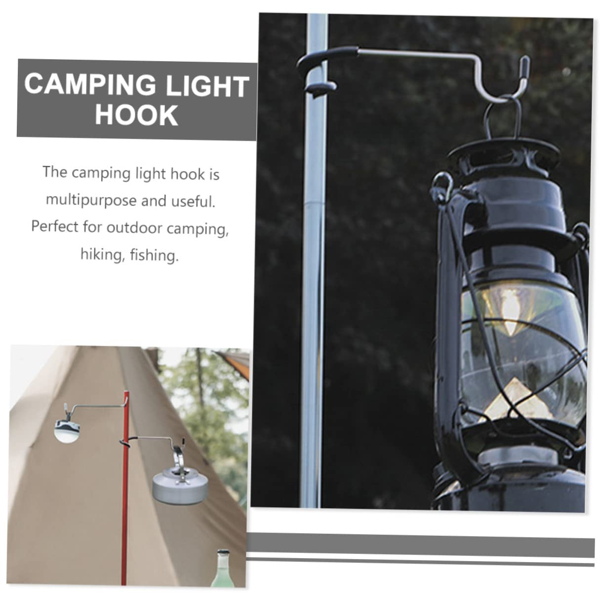 GRIRIW 5Pcs Tent Light Hook Hangers Durable S Shape Camping Hooks for Lanterns Multi Functional Light Pole Hangers for Outdoor Activities Hiking and More