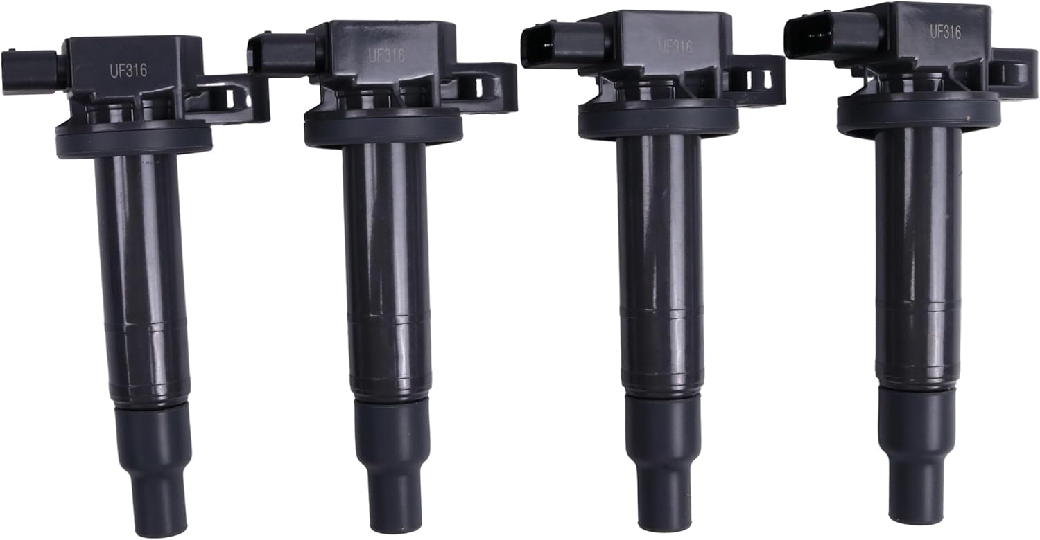 UF316 Ignition Coils, Spark Plugs and Ignition Coil Plugs Compatible with Toyota Echo 2000-2005 Prius 2001-2009 Prius C 2012-2019 Yaris 2006-2018 1.5L, Scion XA XB 1.5L 2004-2006