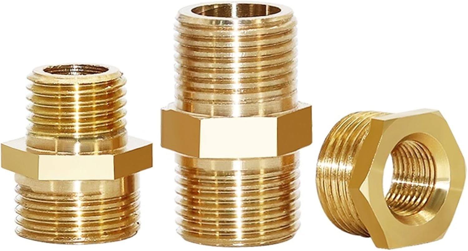 Brass Pipe Hex Nipple Fitting Quick Coupler Adapter 1/8 1/4 3/8 1/2 3/4 1 Inch Male to Male Thread Water Oil Gas Connector 1Pcs(1 Fen)