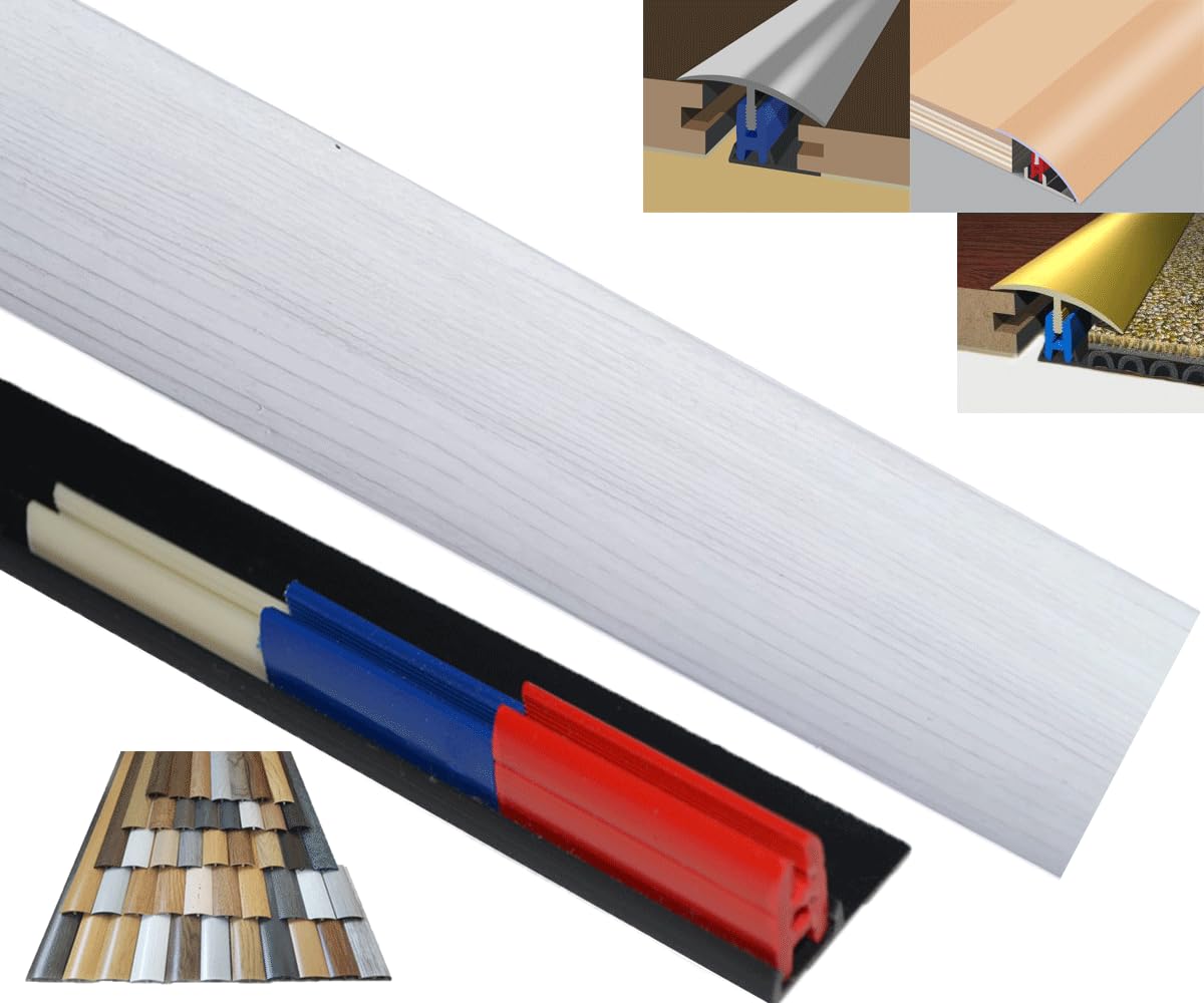 White Oak Laminate Multi Floor Door Strip 38mm x 0.90mtr Multi-Height and Pivot