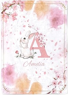 papasgix Personalised Baby Blanket for Kids Soft Flannel Custom Baby Blanket with Name Customised Throw Blanket for Infant Toddlers Newborn Baby Gift for Birthday Baby Shower