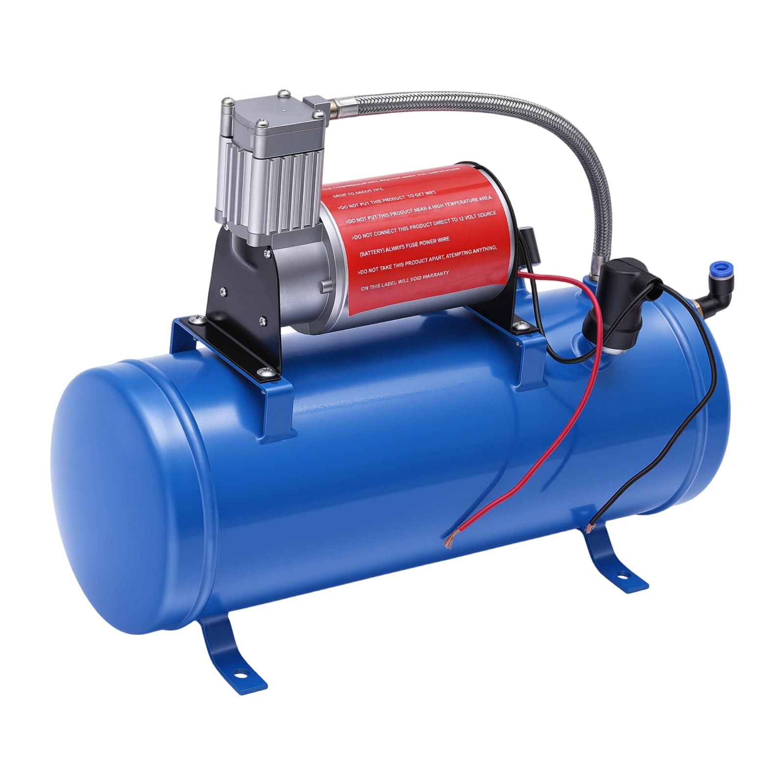 Compressore d'aria 12 V, 100 psi, compressore ad aria compressa con serbatoio da 6 l, compressore d'aria con arresto/avvio automatico, motore in rame, silenzioso, tubo da 3,8 m, per auto, bicicletta