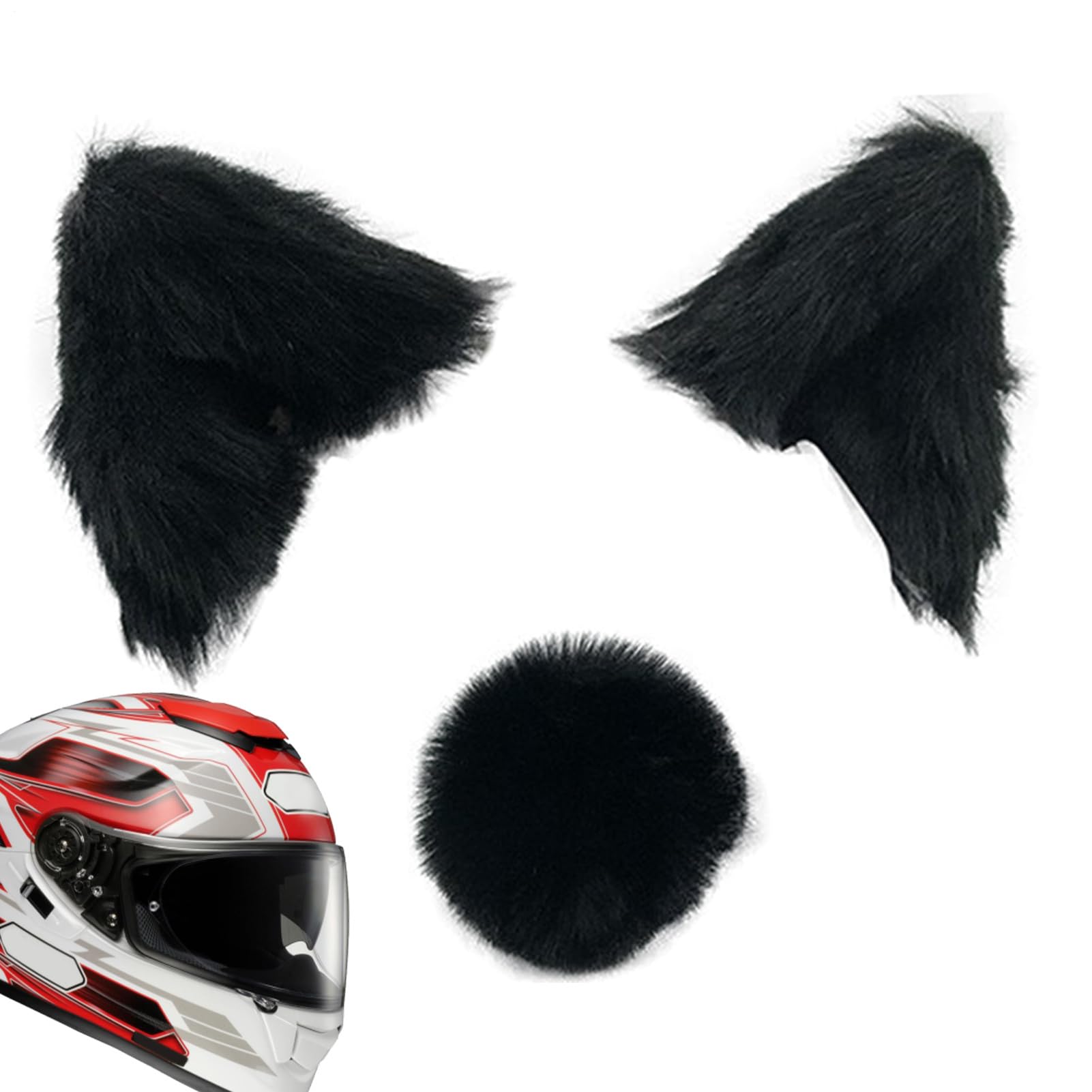 Orecchie da casco da gatto in peluche, copricapo da moto, accessorio decorativo per orecchie da, copertura morbida per casco, accessorio leggero e divertente, per bicicletta