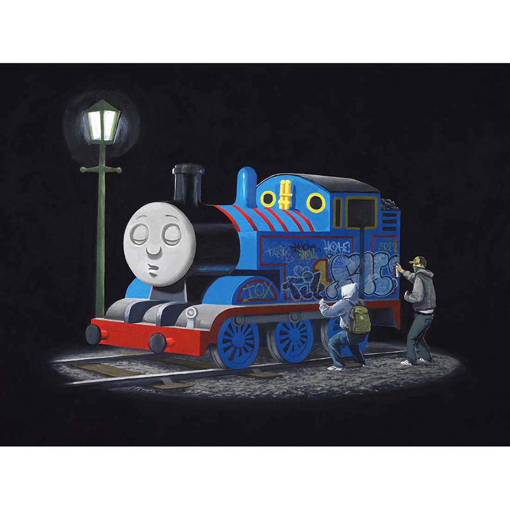 Wee Blue Coo Banksy Thomas Tank Engine Graffiti Street Art Print Poster Wall Decor 12X16 Inch