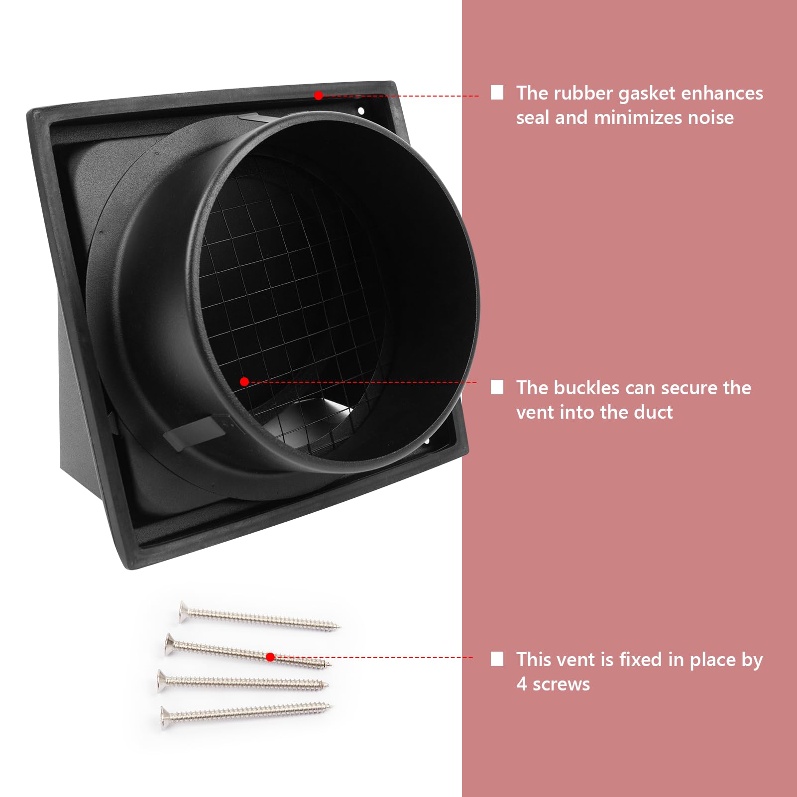 WeCooper Griglia di Ventilazione Esterna Nera 150 mm (6”) con Cappuccio – Acciaio Inox 304, Presa d’Aria per Ventilatore Estrattore, con Coperchio Rimovibile e Rete Antiuccelli
