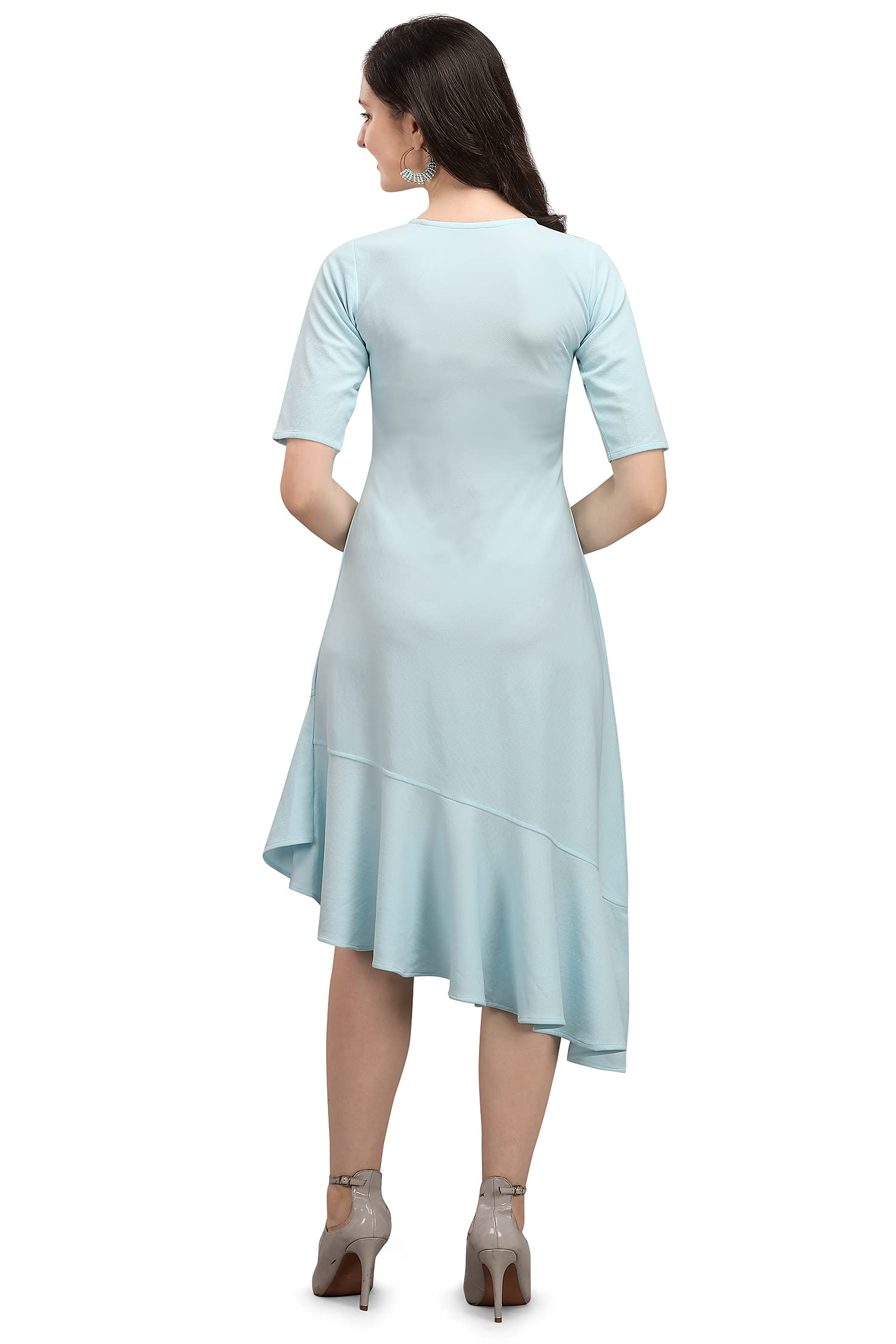 Purvaja Women's Corduroy Fit And Flare Knee-Length Dress (Ruby-028-Sb-L_Sky Blue