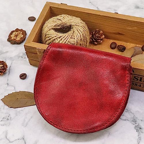 1PCS Leather Coin Purse for Women Coin Purse for Men Push Button Small Coin Purse Change Purse for Women Can Hold Cards, Coins, Folded Bills (Red)4
