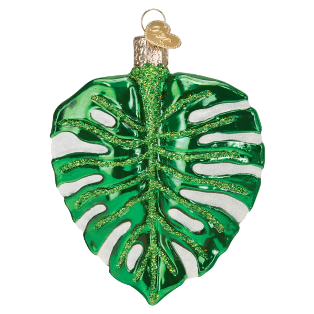 Old World Christmas Monstera Leaf Glass Hanging Ornament