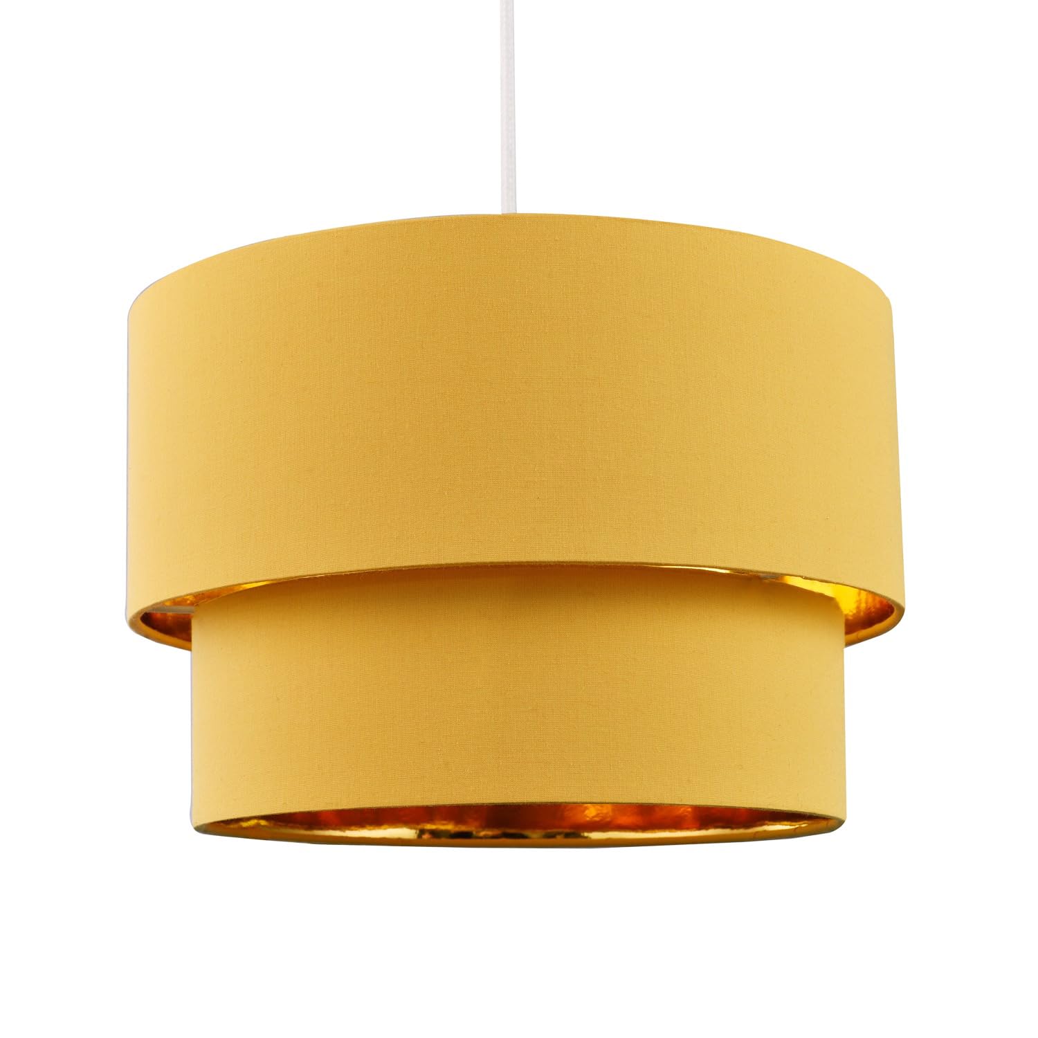 Happy Homewares - Pendant Shade - Mustard Ochre Cotton - 20cm - Golden