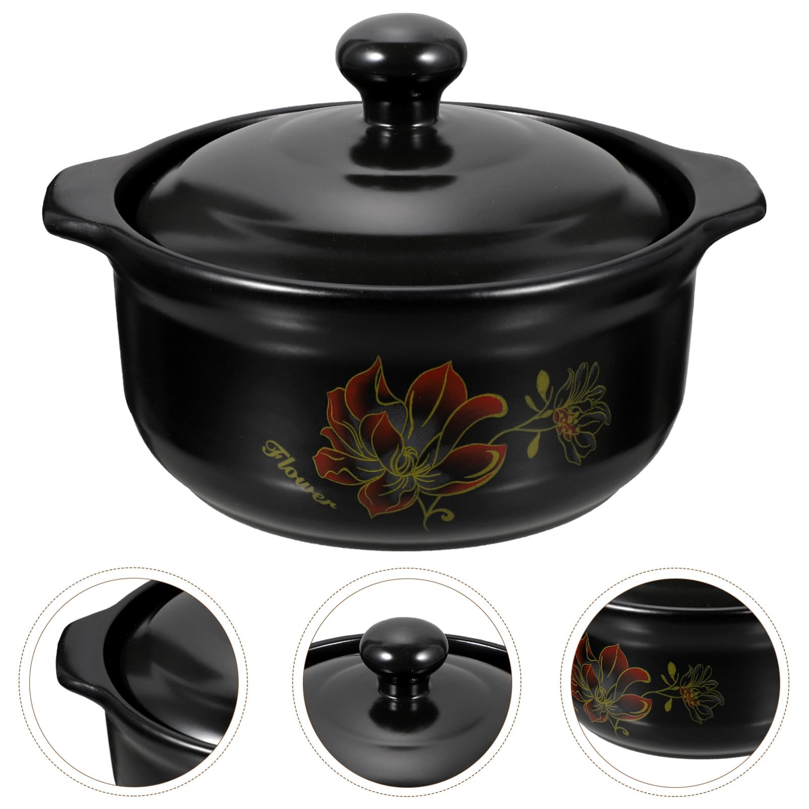 Casseruola in Ceramica Nera per Stufato, Uso Cucina, 2-3 Persone