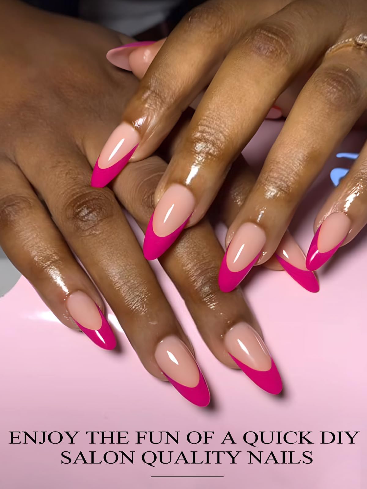 EBANKU Lot de 52 bandelettes de gel semi-durcies pour orteils, ongles de salon de coiffure durables avec lime à ongles et bâton (rouge rose français)