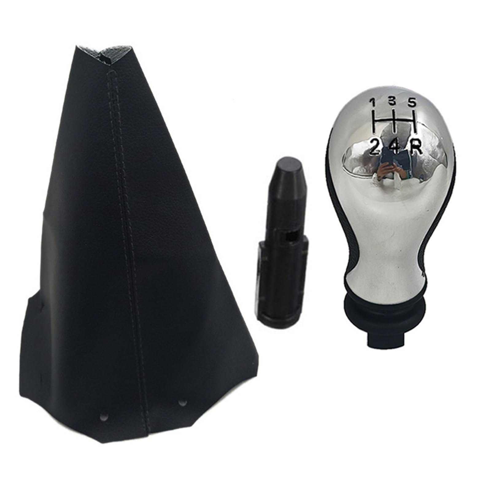 WYLWSHA Shift Gear Knob Cover for Citroen for C5 2001-2008 for Xsara for Picasso 1999-2008 Car Manual Gear Stick Shift Knob Gearbox Boot(Chrome Black Set)