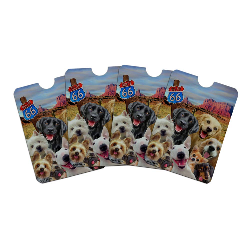 Route 66 Southwest Dogs Selfie Lab Retriever Westie Credit Card RFID Blocker Holder Protector Wallet Purse Sleeves Set of 4