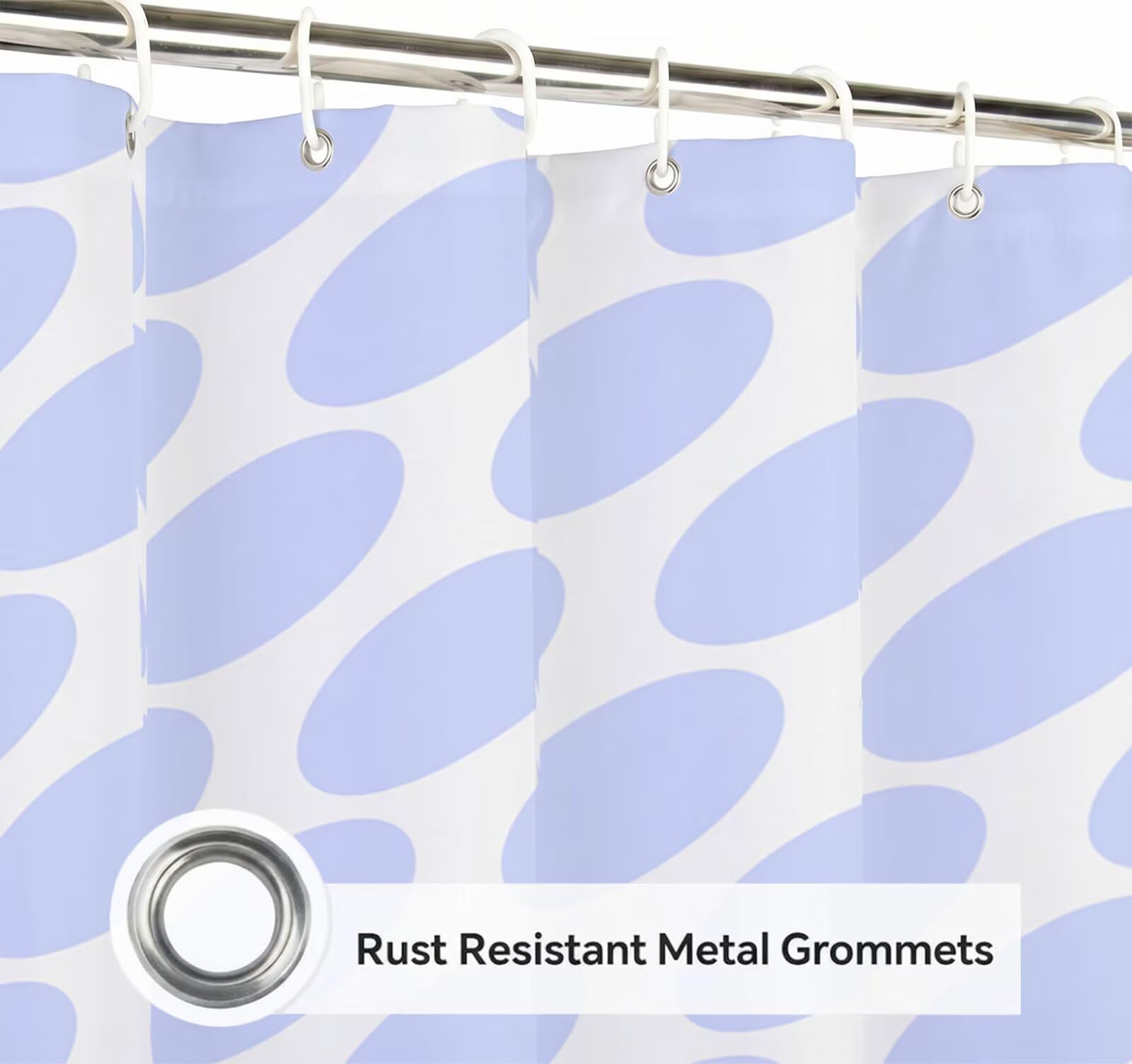 Rideau de Douche 180x220 cm - Tissu Polyester Imperméable Anti-Moisissure - 12 Anneaux Inclus - Ourlet Lesté pour Stabilité - Lavable en Machine - Idéal de Baignoire et Douche - Bleu & Bohême Y1#522
