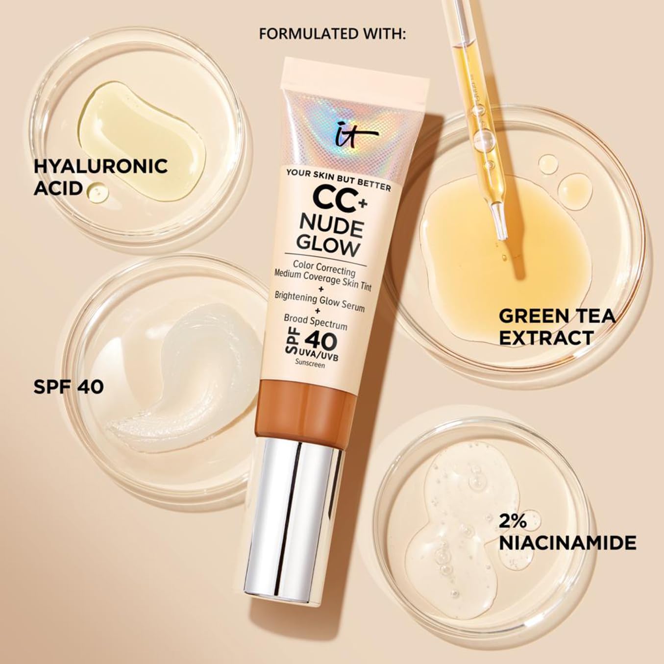 CC+ NUDE GLOW light foundation + glow serum SPF40#neutral medium 32 ml