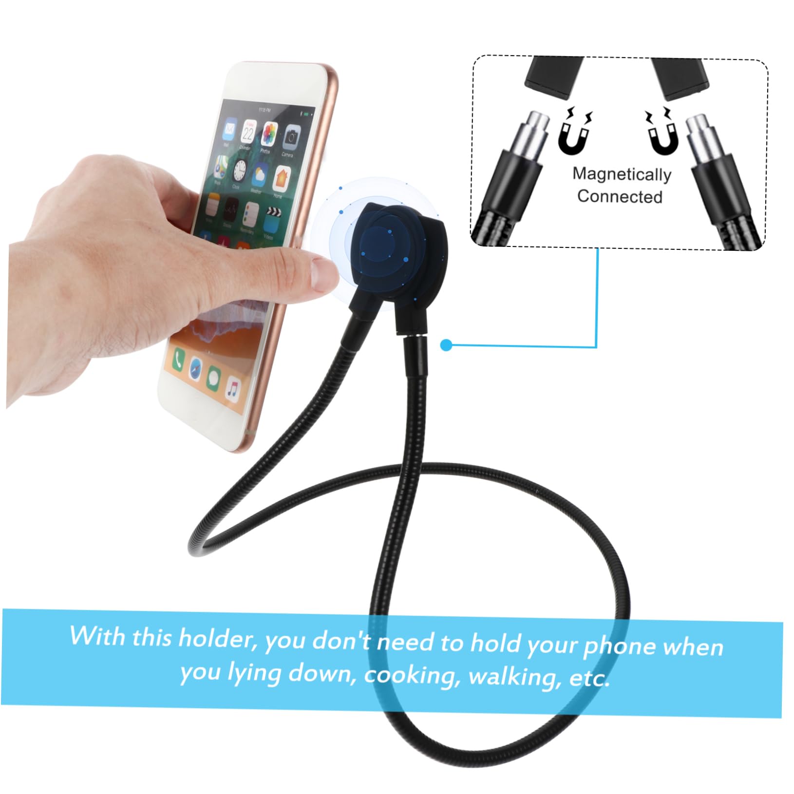HOMSFOU Supporto per Telefono da Collo Magnetico Rotante Gradi Supporto per Telefono da Tavolo Auto Materiale Metallico Antiscivolo e Antiurto per Telefoni Cellulari