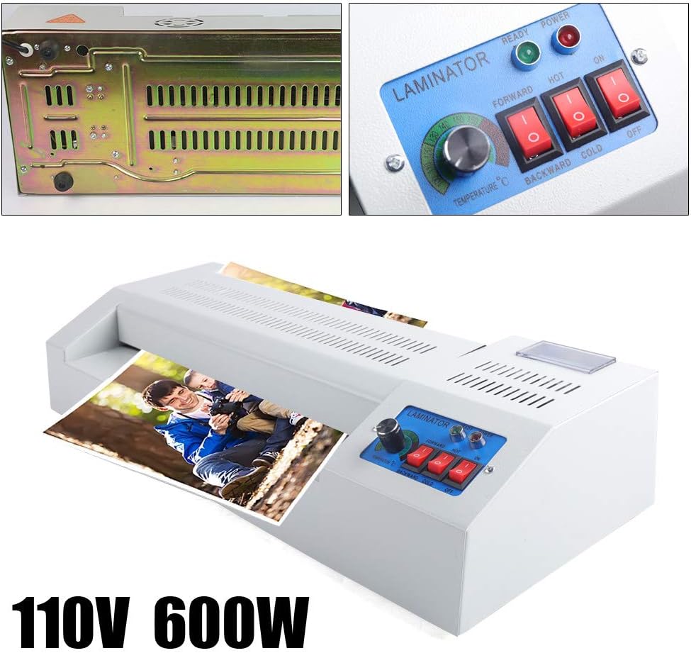 Hot & Cold Roll Laminator Machine, Laminating Machine Rollers System for A3 A4 Paper Document Photo, Quick Warm-Up Lamination Machine for Home Office School Commercial Business & Industries Use