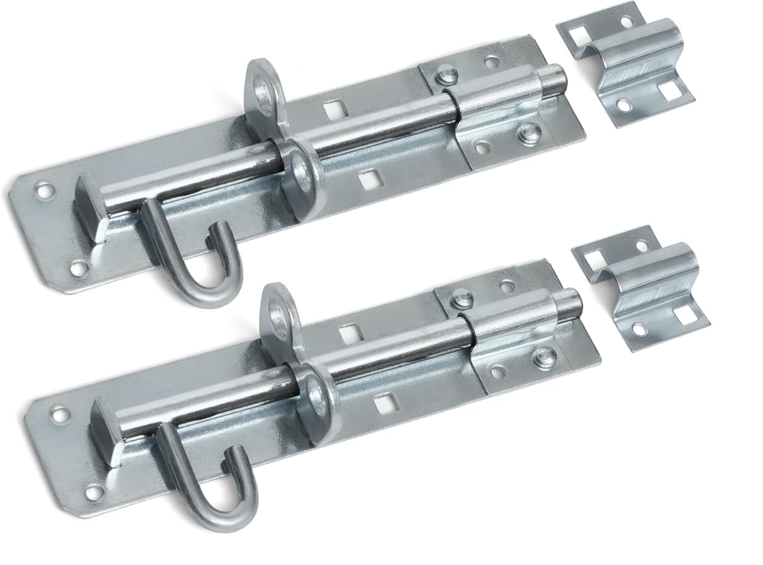 2 x Brenton Strong Sliding Padlock Shed Gate Door Bolt Black or Zinc 150mm (6") Zinc