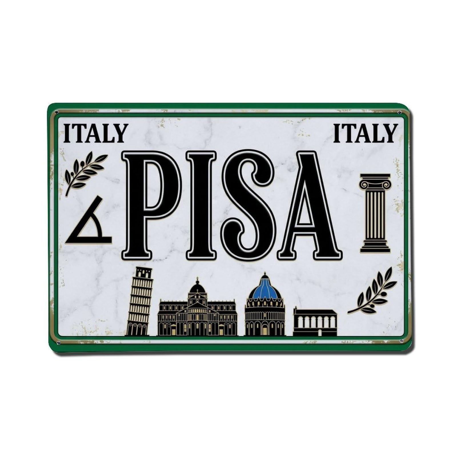 Xanthor Style Vintage Travel Pisa Italy Tower Cathedral Metal Tin Sign
