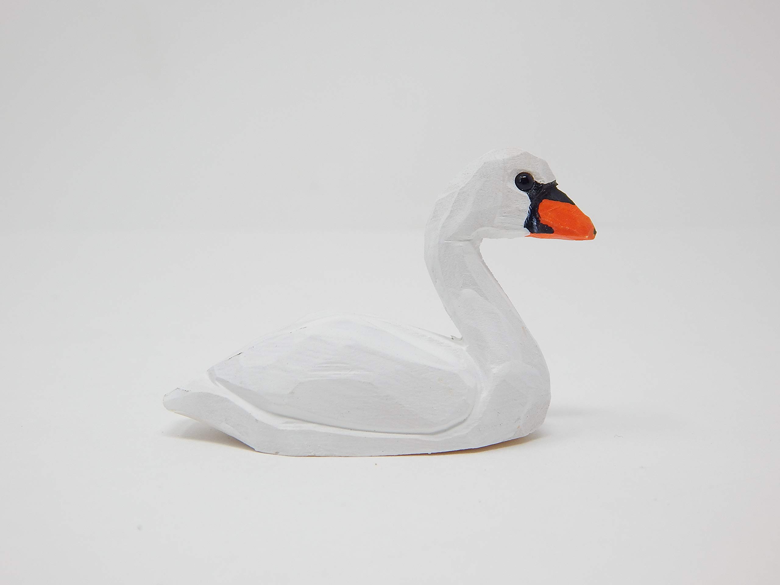 Swan Figurine Decoration Wood Goose Love Bird Statue Art Miniature Carved Small Animal Sculpture…, White - Image 3