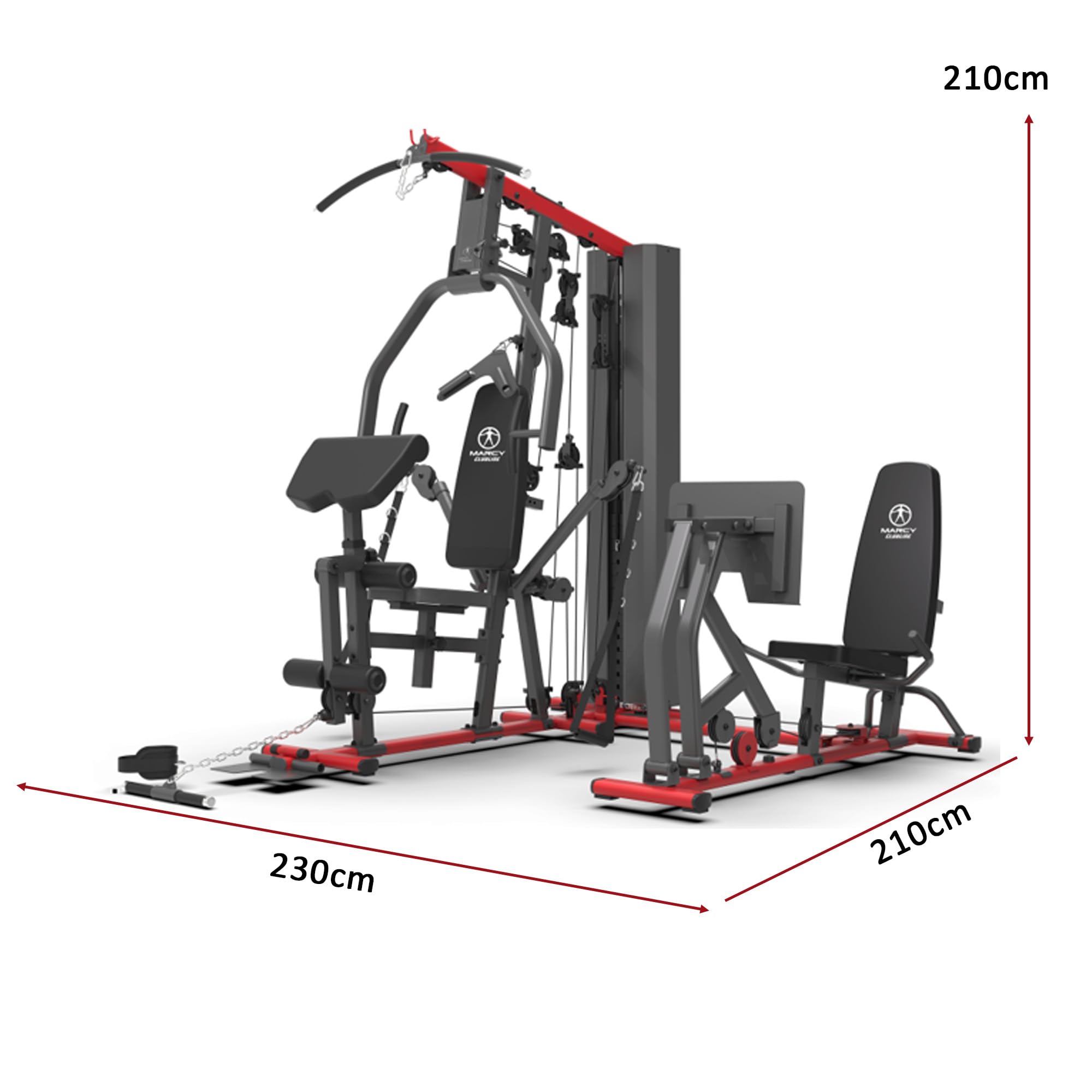 Marcy Multiestación Deluxe HG9000 Multigimnasio para Casa con Leg Press - Resistencia 102,5kg - Polea Alta Media y Baja. PEC DEC Independiente Varios Ajustes Gimnasio Completo