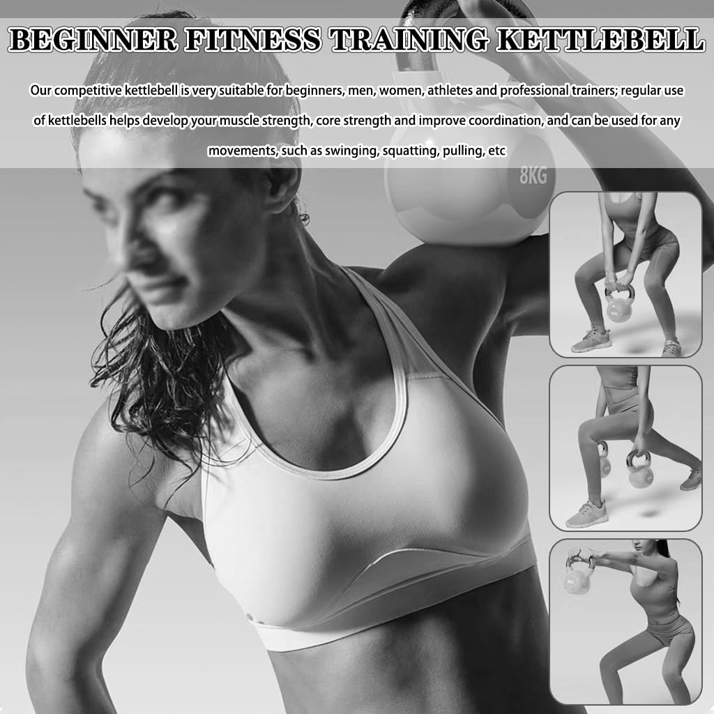 Kettlebell-Gewichte Fitnesstraining Für Anfänger Kugelhantel, Heimhantel Aus Massivem Gusseisen, Bauch-/Armmuskulatur, Sportgeräte(Purple-8kg)