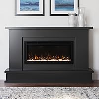 Modern Ember Patton Black Mantel Package 64x42 with 42" Smart WiFi Electric Fireplace - Alexa Enabled, 5 Flame Colors, 10 Ember Beds