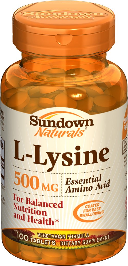 Sundown Naturals L-Lysine HCl, 500 mg, 100 Caplets (Pack of 4)