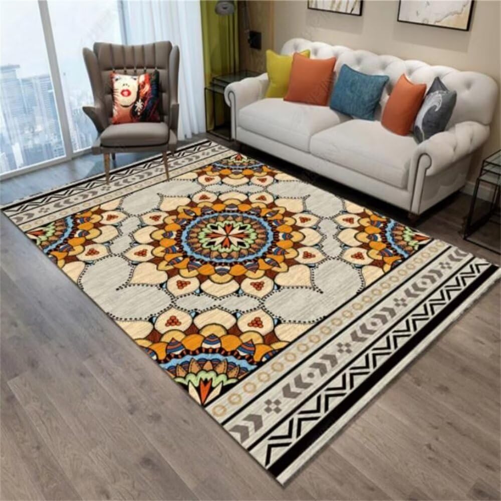 Tapis couloir long lavable 90x180 cm gris floral pour salon et chambre