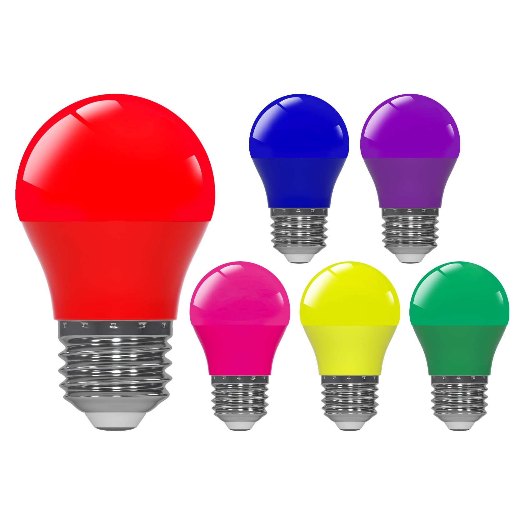 ORALUCE E27 Screw Bulb, 5W=40W, 6 Colours, A15/G45 LED Light Bulbs, 6 Pack