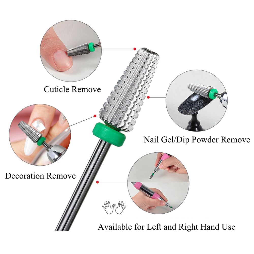 TopHomer Nail Drill Bits, 2.76*0.47in Diamond Cuticle Electric Nail File and Ceramic Acrylic Gel Nail Bit Kit, Acrylic Nail Art Tools, Carbide Remover Bits for Manicure Pedicure, Home Salon, STYLE A