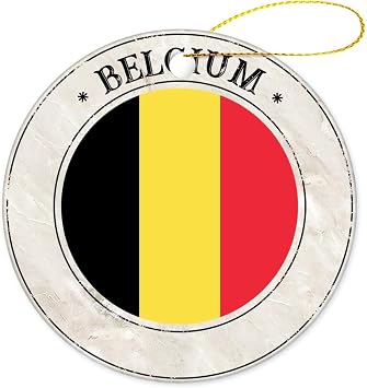 Belgium Flag Christmas Ornament City Country Travel Souvenir Collection Crafts Porcelain 3 Inch Hanging Tree Decoration, Funny Commemorative Xmas Ornaments & Gift