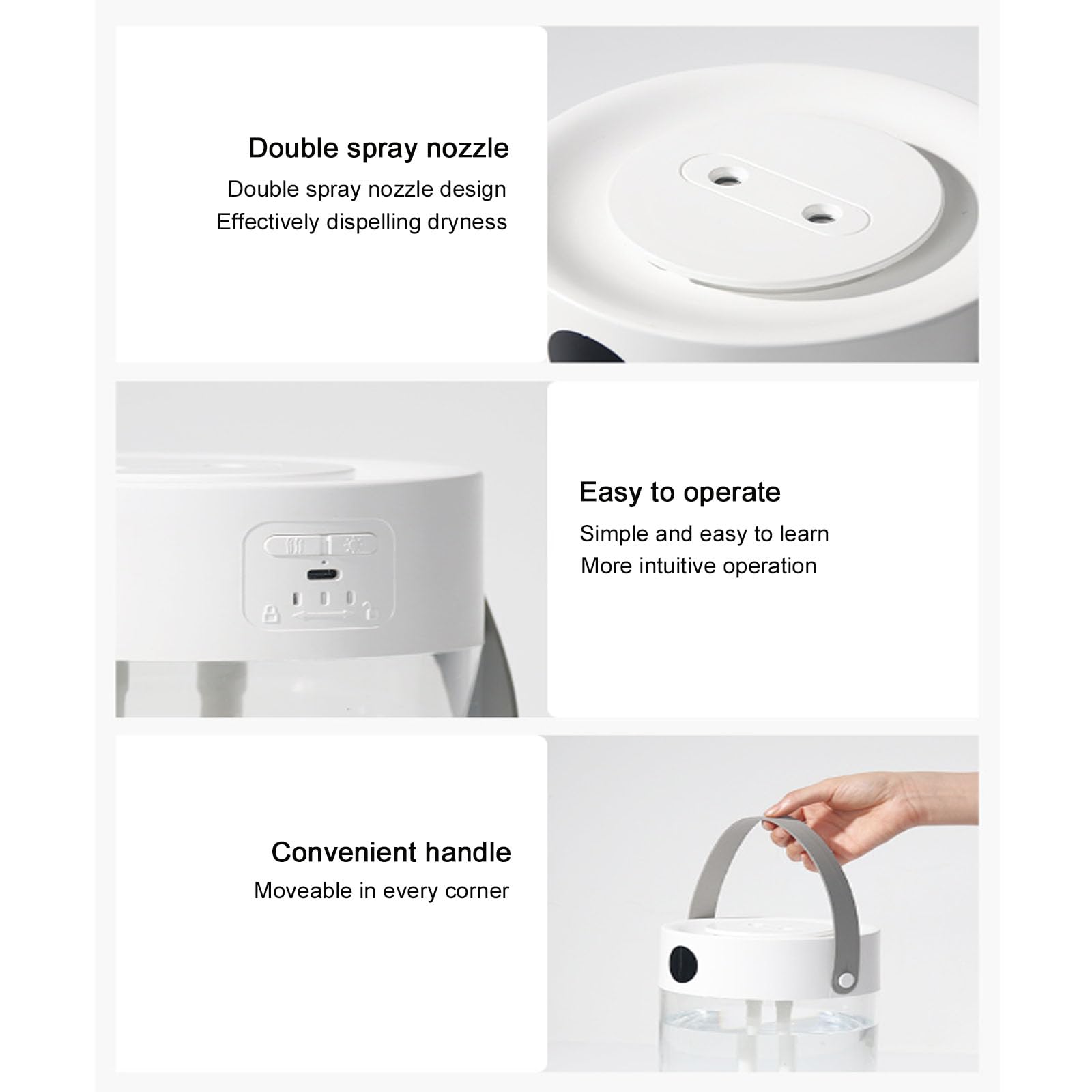 Humidificador de aire para dormitorio y habitaciones grandes, 3 litros de niebla fría, dura hasta 12 horas, apagado automático, fácil de usar y limpiar
