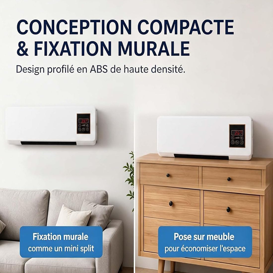Portable Climatiseur Ventilateur, Climatiseur Mural Sans Évacuation, Sans Perçage, Gain De Place, Pour Rafraîchir Et Chauffer (Style A)