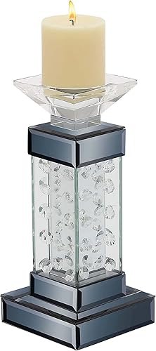 Ebros Gift Moderno y elegante cristal biselado flotante de cristal y metal decorativo individual de 2.75 pulgadas de diámetro, candelabro, escultura