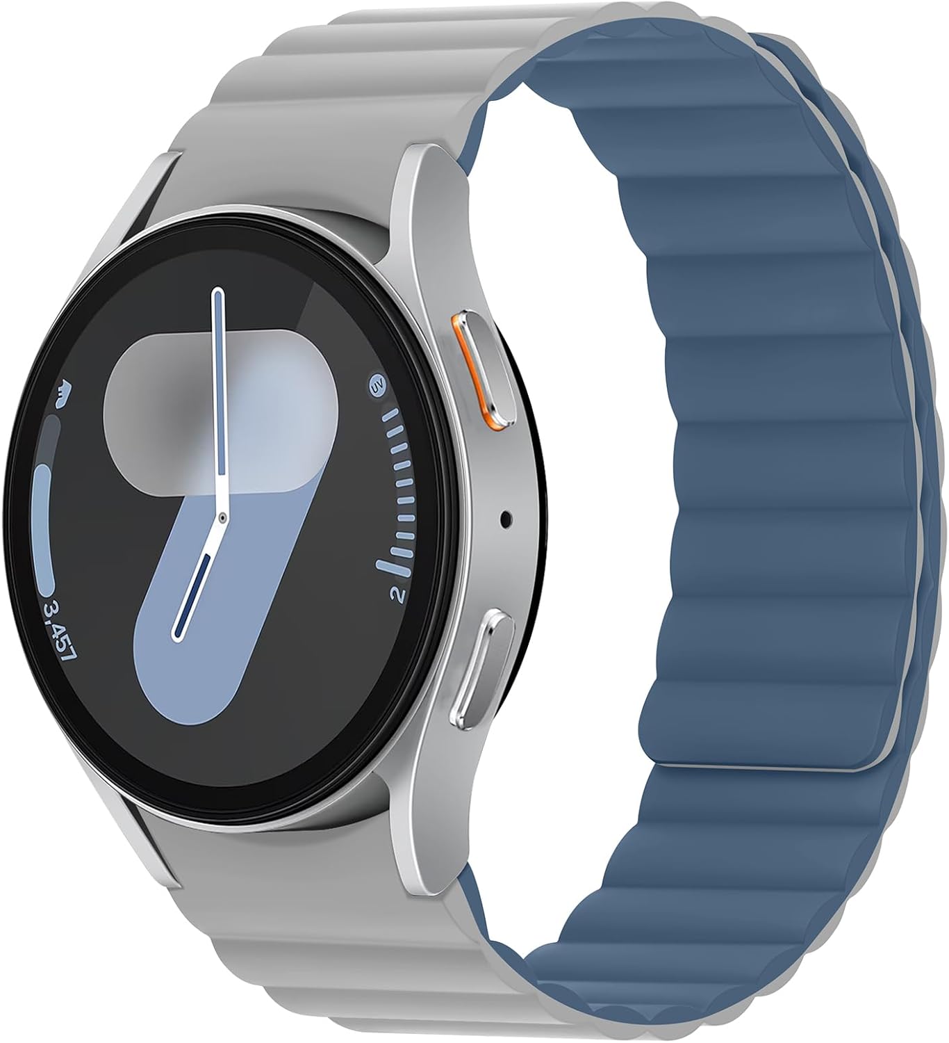 Magnetic Bands Compatible with Samsung Galaxy Watch 7/6/5/4/FE Band 44mm 40mm/6 Classic 47mm 43mm/5 Pro 45mm, Waterproof Sport Strap for Women Men, Gray/Blue