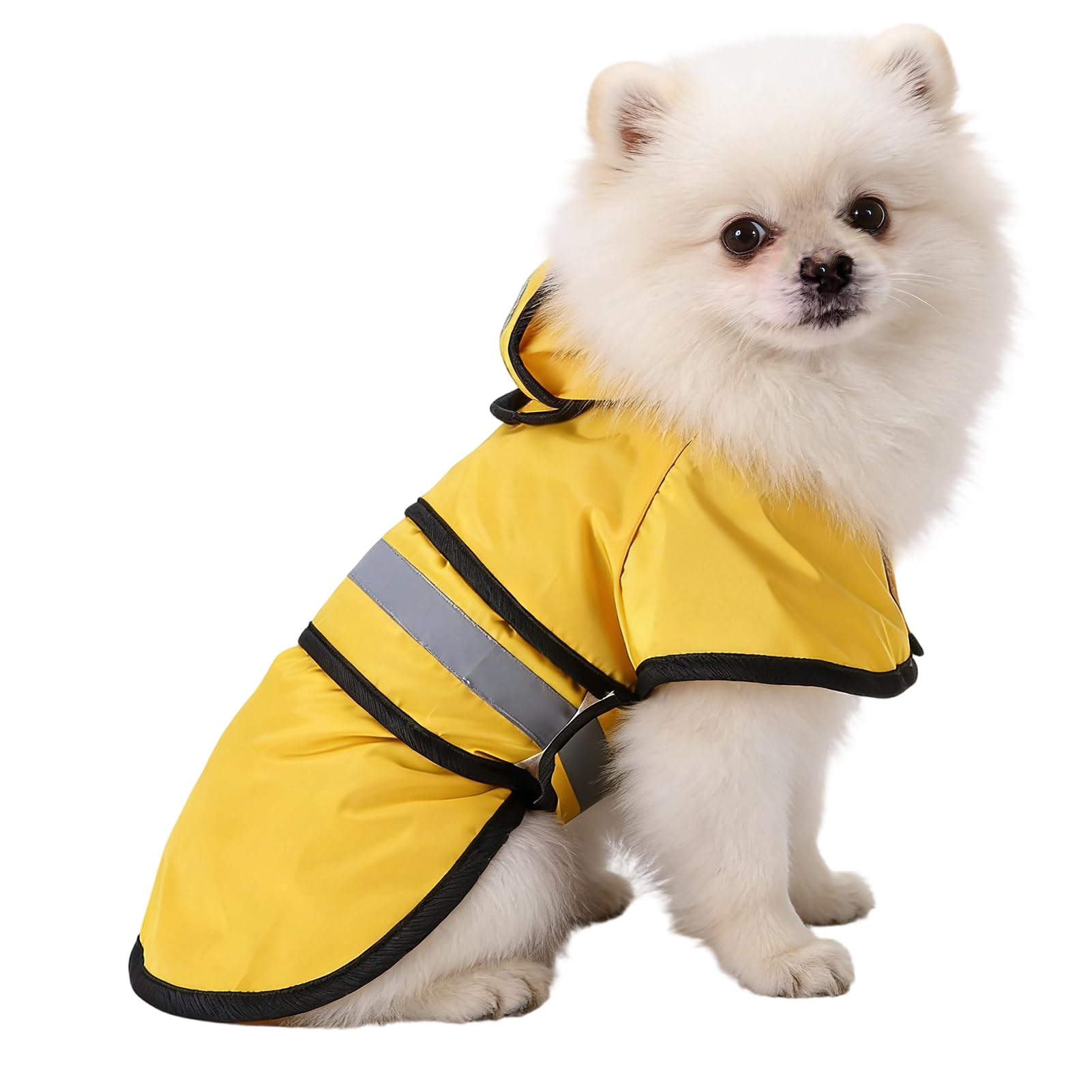Dog Rain Coat Waterproof with Reflective Strips, Adjustable Medium Dog Waterproof Coat for Rainy Weather Walking Lightweight Dog Coat-Waterproof Design with Leash Hole Access