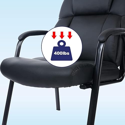 Miniatura 6 de CLATINA Big & Tall - Silla ejecutiva para sala de espera de 400 libras con reposabrazos acolchado de cuero regenerado, estilo moderno, con base de