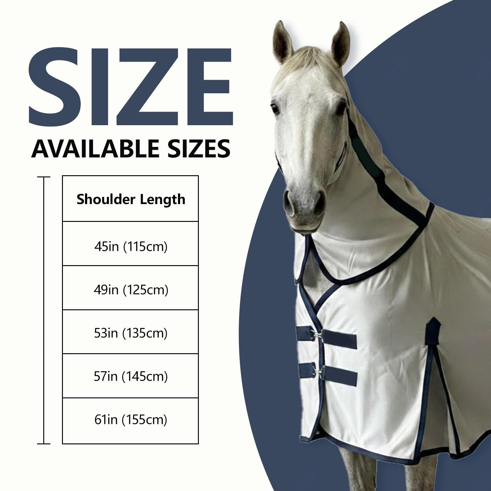 Manta para Caballos Repelente de Mosquitos Manta Anti-Moscas con Cuello con Cinturó para pastos y pastoreo,51in(130cm)