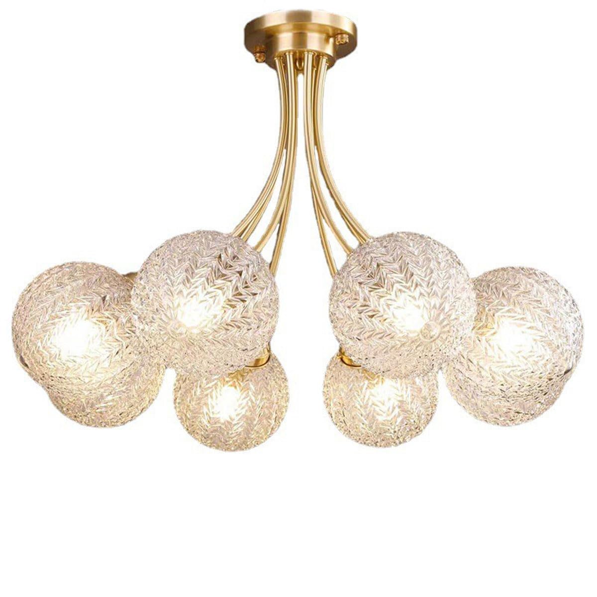 Lustre en verre moderne à structure suspendue et 8 globes lumineux