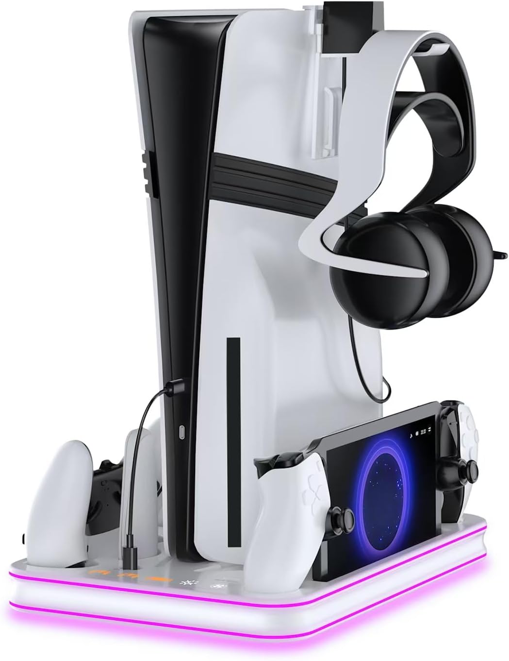 Cooling Station for PS5 Pro, Magnetic PS Portal Charger, RGB Lighting