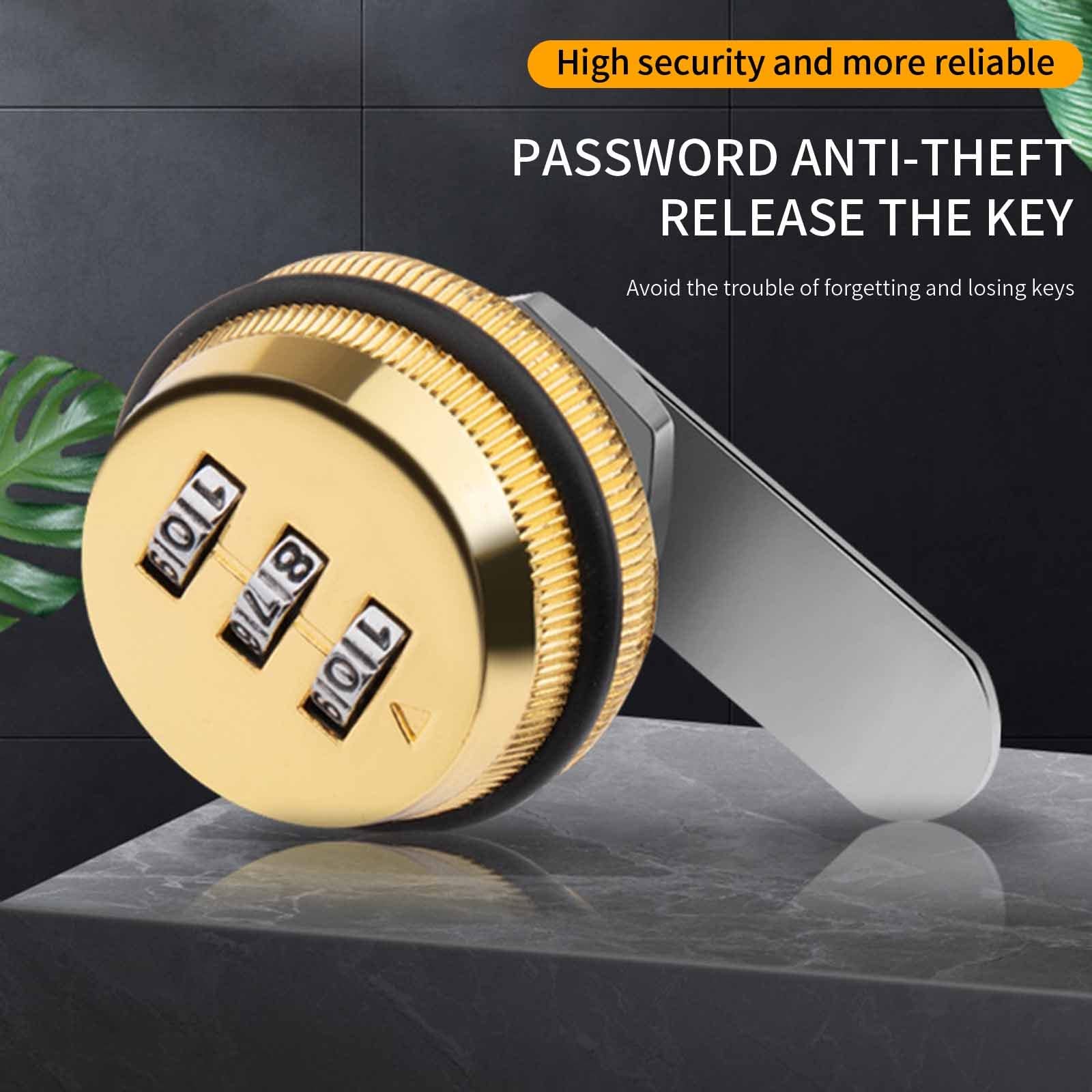 Door Lever Zinc Alloy Door Lock with Combination 3 Digit Dial Type Door Locks Drawer Lock 30mm-Gold - Image 4