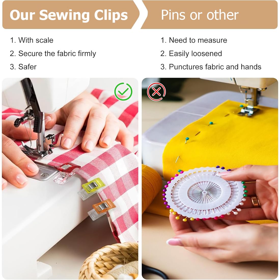 Clip Cucito Multiuso 50 Pezzi, Plastica Trasparente Pinze Per Quilting e Ricamo, Morsetti Fai Da Te In Tessuto per Cucire