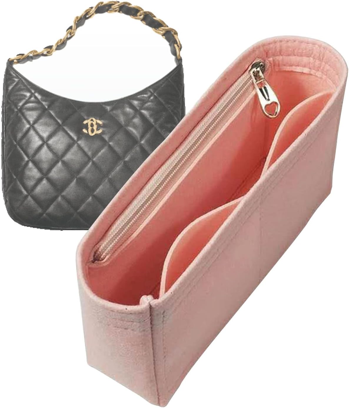 Lckaey Purse Organizer for hobo handbag bag inner pocket size lined bag support2028beige28*6 * 18cm