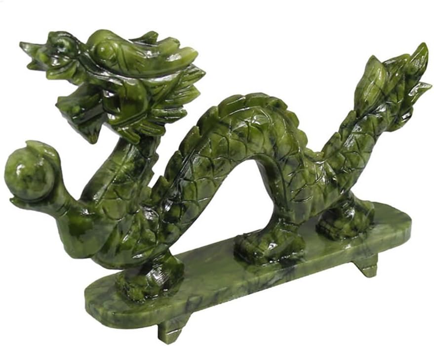 1pc Feng Shui Jade Dragon Ornament Chinese Dragon Gift Mythical Energy (Large (length 26cm))