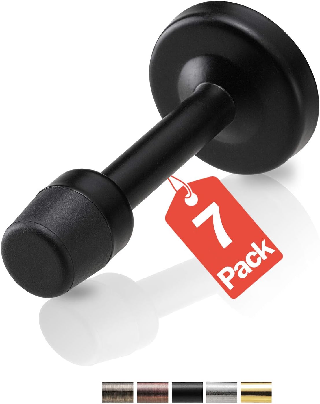 COOC2 3.15” Black Door Stop, 7Pcs Heavy Duty Solid Stainless Steel Door Stopper to Protect Walls and Doors for Kitchen, Bedroom, Office, Garage, Easy Installation : Office Products