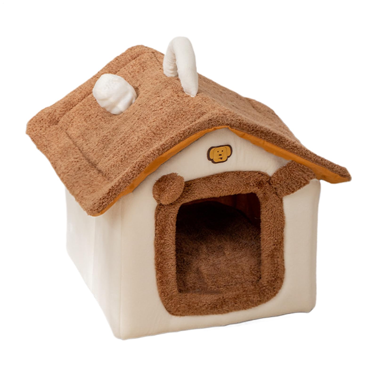 Panier de chat d'hiver maison en peluche et nid de sommeil fermé